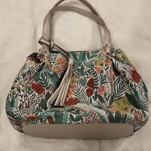 Floral Print Women's Bag with Tassel Accent
